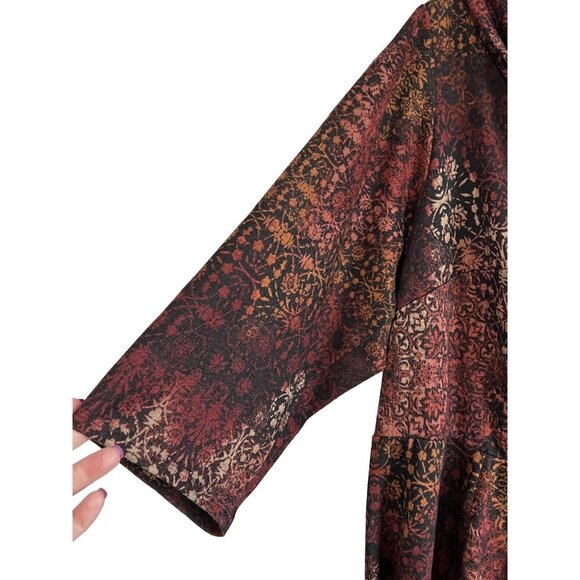 Robbie Bee Signature Womens 1X Multicolor Cowl Neck Dress Retro Artsy Lined - Picture 4 of 8